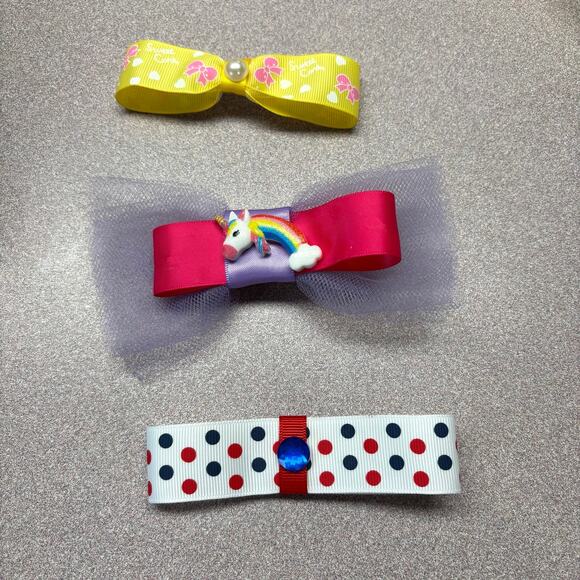 Handmade Set of Three Small Hair Bows - Picture 1 of 5